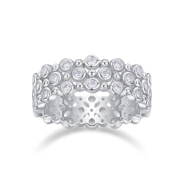 Multi-row Diamond Ring Luxury Fashion Set Moissanite Silver Ring
