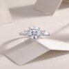 Large Diamond Ring Luxury Fashion Set Moissanite Silver Ring