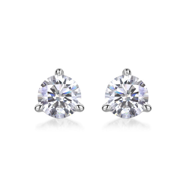 Freeze Frame Luxury Fashion Diamond Earrings Stud Set With Mosan Diamond Silver Jewelry