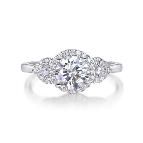 Luxury Fashion Large Diamond Wedding Ring With Moissanite Silver Ring