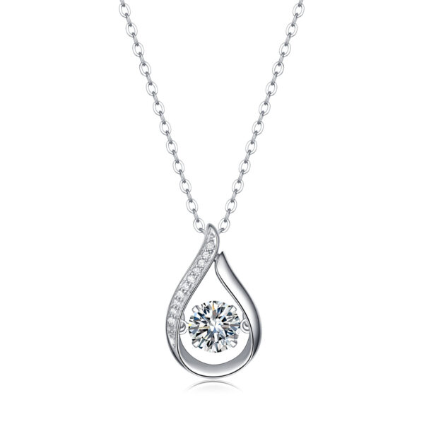 Smart Drop Luxury Fashion Diamond Pendant Necklace Set With Mosan Diamond Silver Ornaments