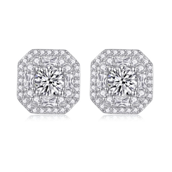 Large Diamond Set With Moissanite Silver Earrings Luxury Fashion Diamond Stud Earrings