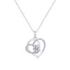 Heart To Heart Interlocking Luxury Fashion Diamond Pendant Necklace Set With Mosan Diamond Silver Ornaments