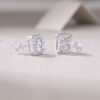 Heart Rose Luxury Fashion Diamond Earrings Stud Set With Mosan Diamond Silver Ornaments