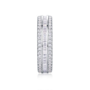 Three Row Diamond Ring Luxury Fashion Set Moissanite Silver Ring