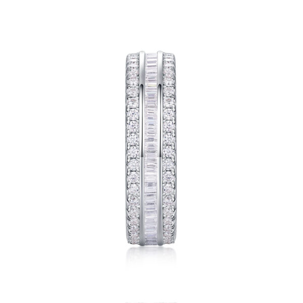 Three Row Diamond Ring Luxury Fashion Set Moissanite Silver Ring