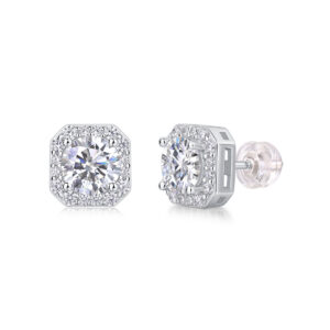 Heart Rose Luxury Fashion Diamond Earrings Stud Set With Mosan Diamond Silver Ornaments