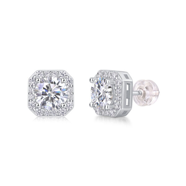 Heart Rose Luxury Fashion Diamond Earrings Stud Set With Mosan Diamond Silver Ornaments