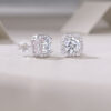 Heart Rose Luxury Fashion Diamond Earrings Stud Set With Mosan Diamond Silver Ornaments