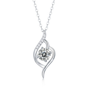 A Beautiful City Luxury Fashion Diamond Pendant Necklace Set With Mosan Diamond Silver Ornaments