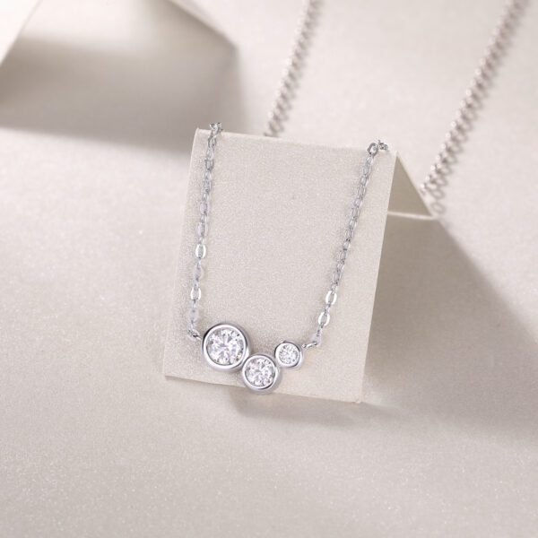 White Dew Luxury Fashion Diamond Pendant Necklace Set With Mosan Diamond Silver Ornaments