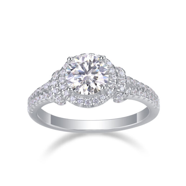 Luxury Fashion Large Diamond Wedding Ring With Moissanite Silver Ring