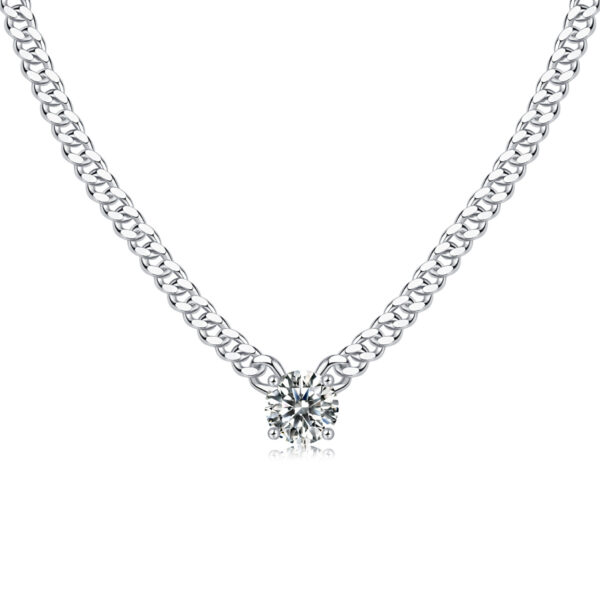 Cuban Necklace Luxury Fashion Diamond Pendant Necklace Set With Mosan Diamond Silver Ornaments