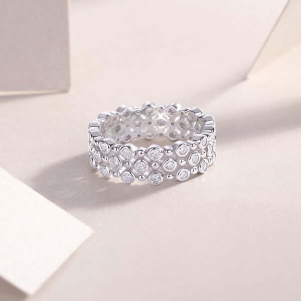 Multi-row Diamond Ring Luxury Fashion Set Moissanite Silver Ring