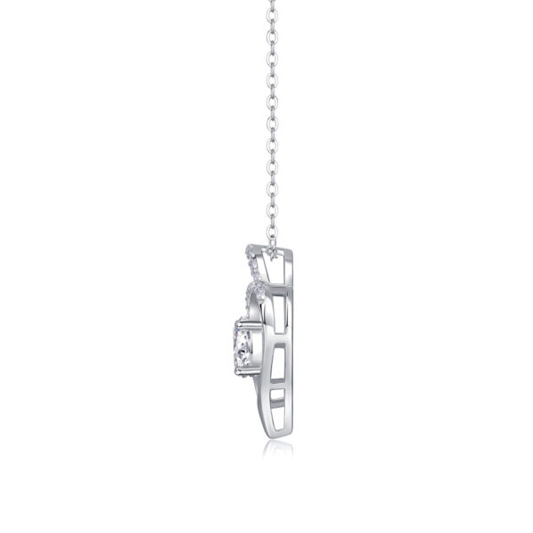 Heart To Heart Connected Luxury Fashion Diamond Pendant Necklace Set With Mosan Diamond Silver Ornaments