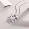 Heart To Heart Connected Luxury Fashion Diamond Pendant Necklace Set With Mosan Diamond Silver Ornaments