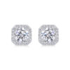 Heart Rose Luxury Fashion Diamond Earrings Stud Set With Mosan Diamond Silver Ornaments
