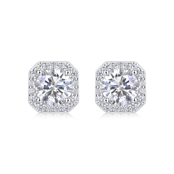 Heart Rose Luxury Fashion Diamond Earrings Stud Set With Mosan Diamond Silver Ornaments
