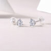 Freeze Frame Luxury Fashion Diamond Earrings Stud Set With Mosan Diamond Silver Jewelry