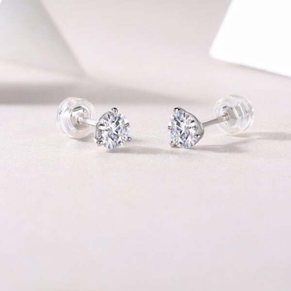 Freeze Frame Luxury Fashion Diamond Earrings Stud Set With Mosan Diamond Silver Jewelry