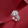 Luxury Fashion Large Diamond Ring Moissanite Silver Ring