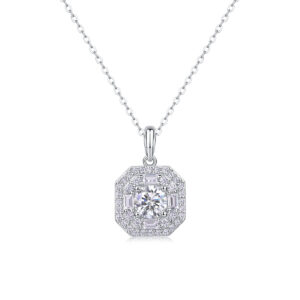 Small Square Bag Luxury Fashion Diamond Pendant Necklace Set With Mosan Diamond Silver Ornaments