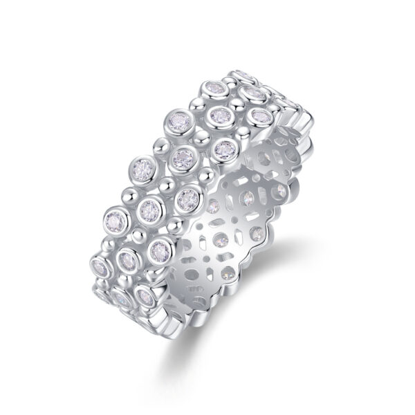 Multi-row Diamond Ring Luxury Fashion Set Moissanite Silver Ring